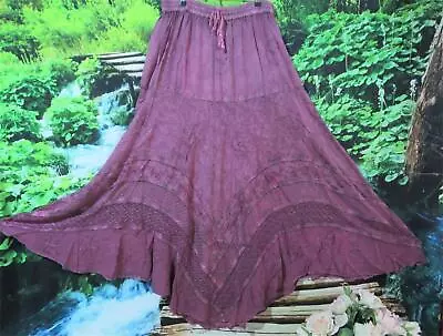 🦄boutique Plum Embroidered Georgette Hem Maxi Skirt Fits  14 - 20  🦄82-112cms • $63.99
