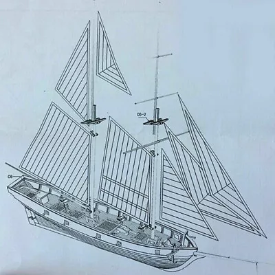 1:100 Halcon Wooden Sailing Boat Model DIY Kit Ship Assembly Decor • $14.09