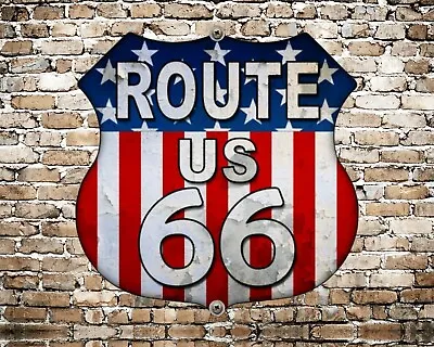 Route 66 American Highway Motorcycle Motorbike Biker Metal Plaque Tin Sign 2334 • £4.99