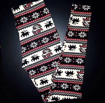 Buttery Soft Christmas Santa Snow Leggings One Size S M L Holiday Reindeer OS • $24.99