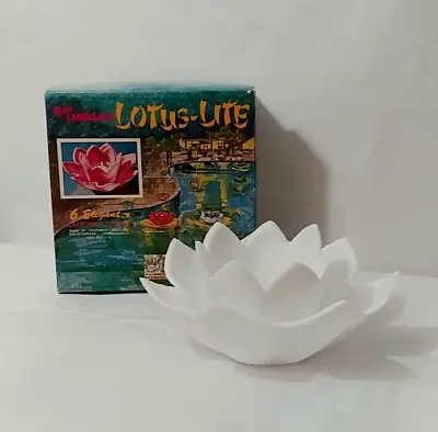 Vintage  Lotus Lite White Floating Pool Candle Glow   Set Of 2 • $16