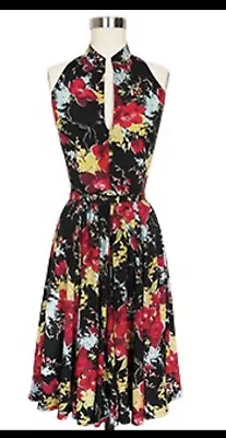 £85 • Buy Trashy Diva Forget Me Not Floral 1950s Dress Swing Vintage Pinup Xs Black Red