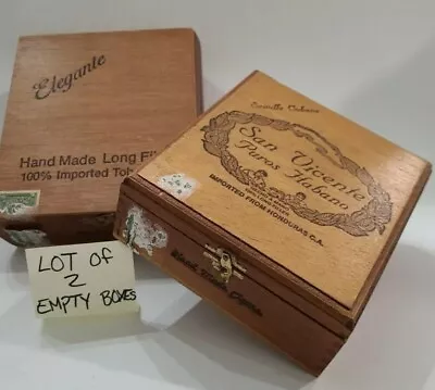 Wood Cigar Box San Vicente Puros Habano Semilla Cubano Elegante Vintage 2 Boxes  • $23