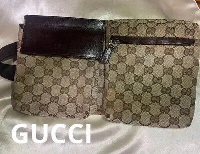 Auth GUCCI GG Waist Pouch Shoulder Bumbag Belt Bag Fanny Pack Vintage VGC • $447.54