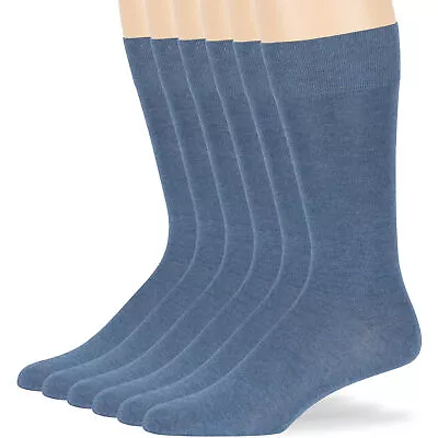 Men Bamboo 6 Pack Big&Tall Thin Antibacterial Soft Socks XLarge 13-15 Denim Blue • $19.99