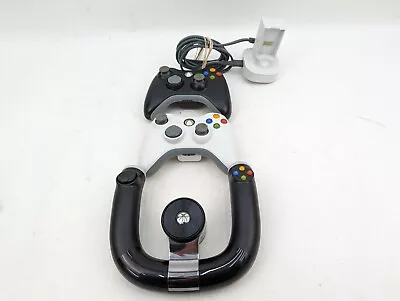 Xbox 360 Wireless Speed Wheel +2 Controllers With Battery Pack Charger • $26.99