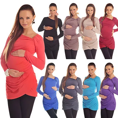 Lovely Maternity Asymmetric Neck Top Tunic Pregnancy Size 8 10 12 14 16 18 6053 • £6.98