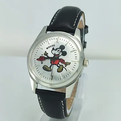 Hand Winding Hmt Mickey Mouse Silver Dial Transparent Back 17 Jewels Men's Watch • $60.21