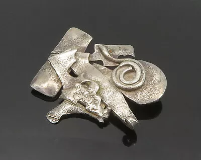 925 Sterling Silver - Vintage Modernist Designed Shiny Pendant - PT16040 • $87.17