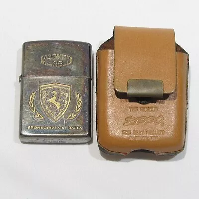 Vintage ZIPPO 1992 Magneti Marelli Ferrari With Leather Case Used In Japan • $202.87