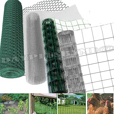 £27.10 • Buy PVC Coated Or Galvanised Chicken Wire Mesh Netting Rabbit Cage Aviary Net Fence