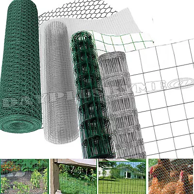 PVC Coated Or Galvanised Chicken Wire Mesh Netting Rabbit Cage Aviary Net Fence • £7.70