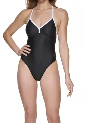 DKNY Women's T-Back One-Piece Swimsuit - Black - Size Large $108 • $29