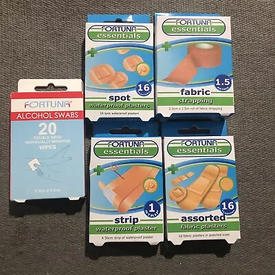 First Aid Bundle Fortuna Fabric Strapping Tape 1.5m Roll + Plasters + Swabs £24 • £5.99