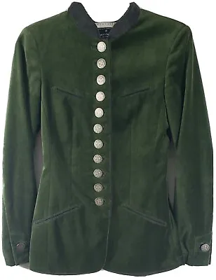 Jacket Coat Green Velvet Colonial Period Costume Windsor Fine Traddition Cotton  • $99.95
