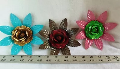 Vintage Metal Flower Roses Garden Flowers Magnetic Yard Art Home Decor Pink 5  • $39.95