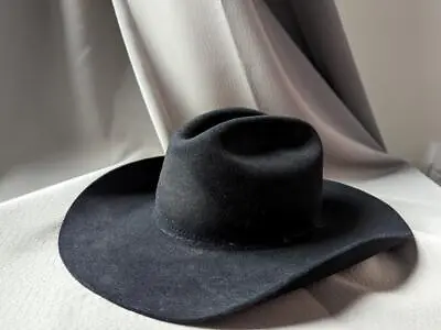 Vintage STETSON Cowboy Hat BEAVER 4X Black 7-3/8 Western Xxxx CARSON • $199.95