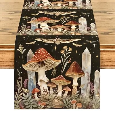 Table Runner Mushroom Botanical Wiccan Pagan Fairy Tale Home Decoration New 72 “ • £14.94