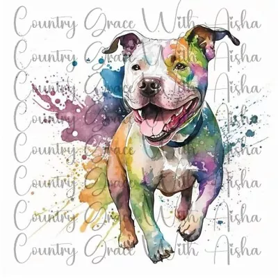 Sublimation Transfer Print Pit Bull Watercolor Ready To Press Heat Transfer • $2