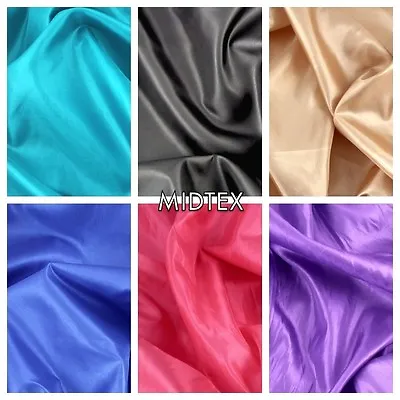 $4.07 • Buy Plain Coloured Habotai Silk Lining Fabric 100% Polyester 150cm Wide M500