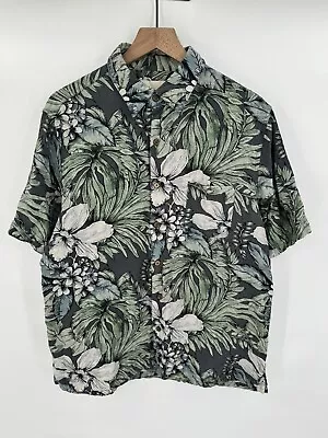 Vintage Silk Brand Circa 1969 Men's Large Silk Linen Blend Floral Hawaiian Shirt • $21.24