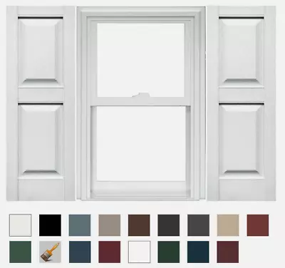 Mid America Raised Panel Vinyl Shutters 14.75in. Wide In Stock Now- Sold By Pair • $54