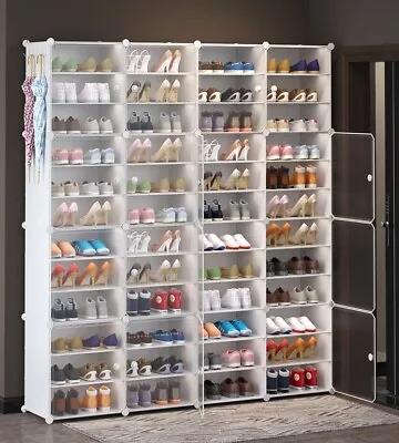 $91.17 • Buy Clear Door DIY Shoe Rack Storage Multi-Cube Organizer Cabinet Stackable Closet 