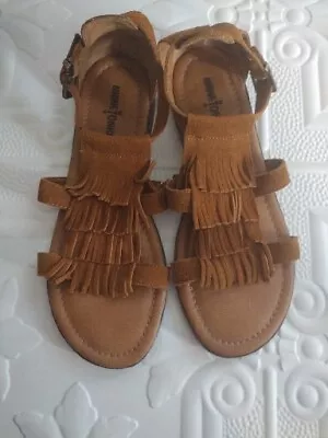 Minnetonka Women’s Sandals Brown Suede Fringe Size 9 Ankle Strap  • $19.99