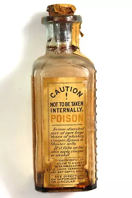 Antique POISON Vapo-Cresolene Medicine Bottle - Cork Stopper W/ Label • $35