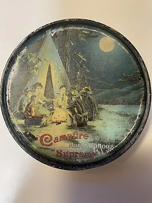 Vtg 1920s Campfire Marshmallows Supreme Advertising Tin Litho Boy Scout Camping • $99.99