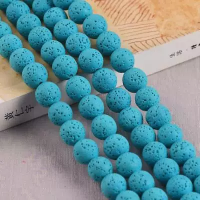 1 Strand 15" Lava Stone Natural Gemstone Crafts Beads Lot 4mm 6mm 8mm 10mm • £2.10