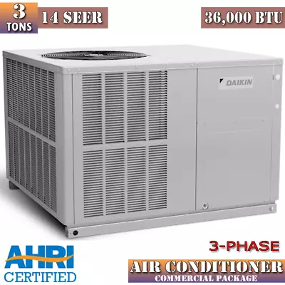 Daikin 3 Ton Packaged Air Conditioner 14 SEER Light Commercial Multi-Speed EEM • $3199