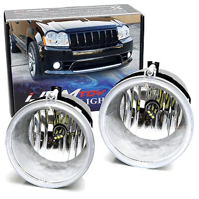 Clear Lens Fog Lamps + White H10 LED Bulbs Combo For Durango 300C Grand Cherokee • $44.99