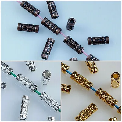 20 X METAL SPACER BEADS TUBE SILVER~GOLD~COPPER TIBETAN  13x5 MM~2.5 MM HOLE • £1.49