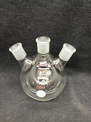 Kontes Bantam-Ware Glass 250mL Angled 3-Neck Round Bottom Flask 14/20 Joint • $29.99