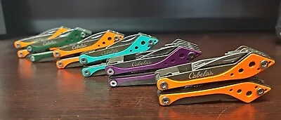 Lot Of 6 Cabela's Mini Multi-tools - Pocket Knifes - Orange Purple Green • $35