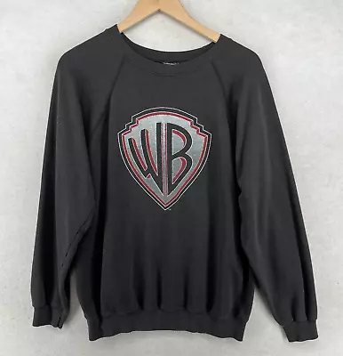 WARNER BROS Sweatshirt Adult L Fleece Lined Long Sleeve Cartoon Movie Black • $11.99