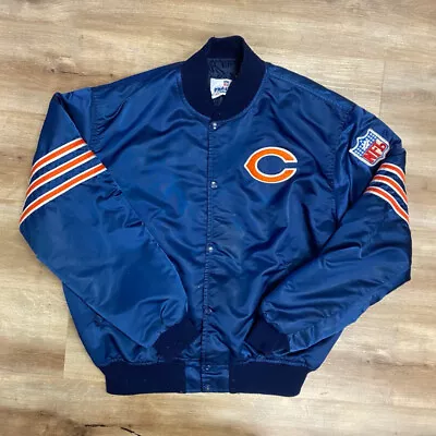 CHICAGO BEARS VINTAGE 80s STARTER SATIN NFL FOOTBALL JACKET ADULT LARGE • $75