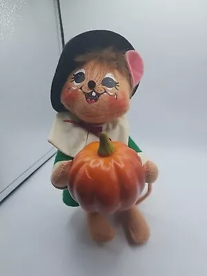 Annalee 2008 Thanksgiving Boy Mouse 10 Inch With Pumpkin Fall Autumn Pilgrim  • $13.99