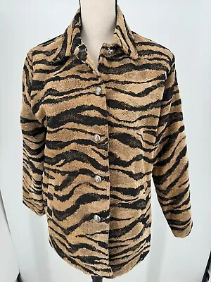 Erin London WOMENS Brown Animal Print Button Close Coat Jacket SIZE SMALL • $44.97