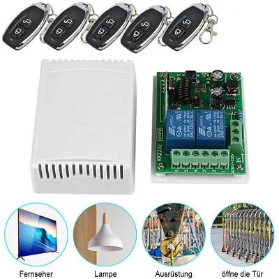 Garage Door Remote Control Switch Relay Wireless Transmitter + Receiver 2 CH Kit • £17.45