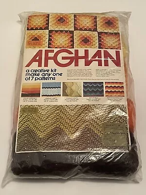 Vintage AFGHAN KIT Yarn Kits Inc 4800 NOS Knit Crochet 7 Patterns Retro New • $42.98