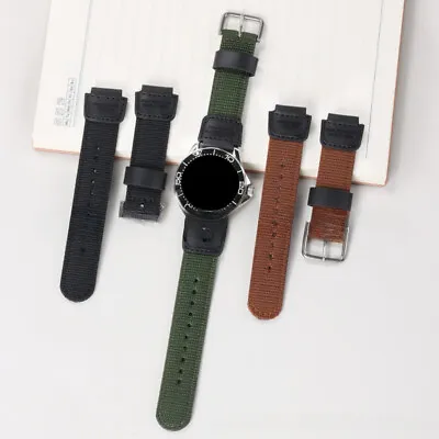 Military Style Nylon Canvas Watch Straps Mens Wristband Fit Casio Connector 18mm • £9.88