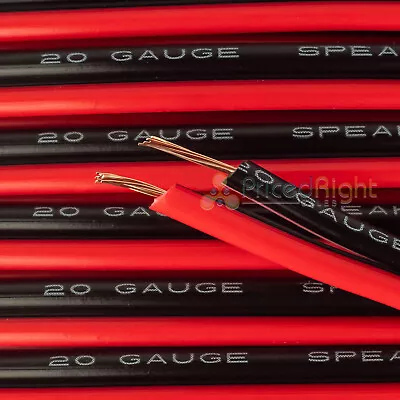 $8.95 • Buy 50 Ft 20 Gauge Speaker Wire Cable Car Home Audio 50' Black & Red Zip Wire