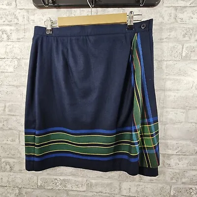 Talbots Petites Blue Green Short Kilt-Style Wrap Around Skirt Womens Size 16 • $19.89