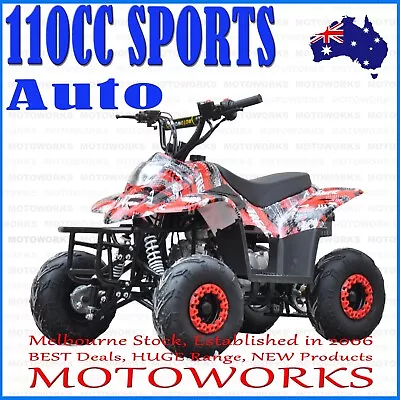 $949 • Buy MOTOWORKS 110CC Sports Auto ATV QUAD Dirt Bike Gokart 4 Wheeler Buggy Kids RED