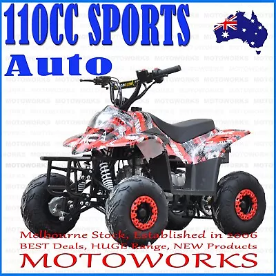 MOTOWORKS 110CC Sports Auto ATV QUAD Dirt Bike Gokart 4 Wheeler Buggy Kids RED • $1049