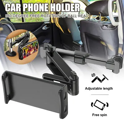 Car Back Seat Headrest Long Mount Holder IPad Tablet Rotate Extendable NEW • £10.99