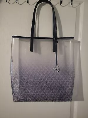 Michael Kors Signature The Michael Bag Clear Medium Tote-Navy Blue Handle • $75