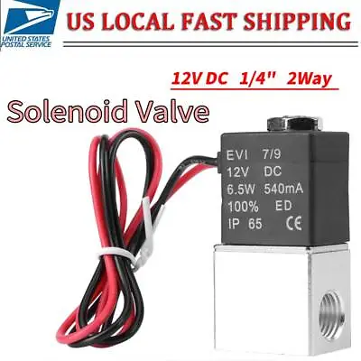 Normally Closed Pneumatic Electric Solenoid Air Valve Switch 12V DC 1/4  2 Way • $11.11